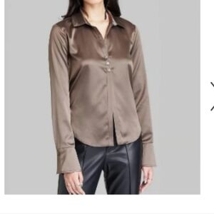 Wild fable satin button. Down blouse